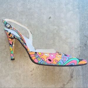 Stuart Weitzman Womens 7 M Patent Leather Slingbacks Spain Made Heels